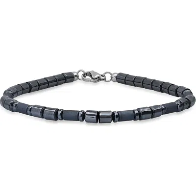 Steeltime Beaded Hematite Bracelet In Black