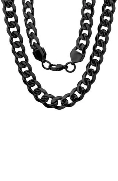Steeltime Black Ion Plated Curb Chain Necklace