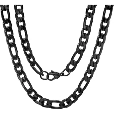 Steeltime Black Ion Plated Figaro Chain Necklace
