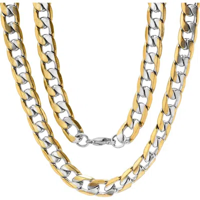 Steeltime Black Ion Plated Figaro Chain Necklace In Gold