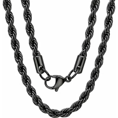 Steeltime Black Ion Plated Rope Chain Necklace