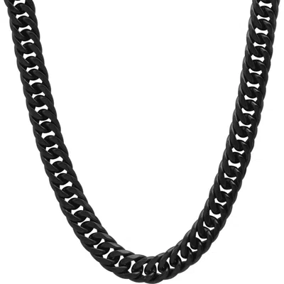Steeltime Black Ion Plated Stainless Steel Curb Chain Necklace