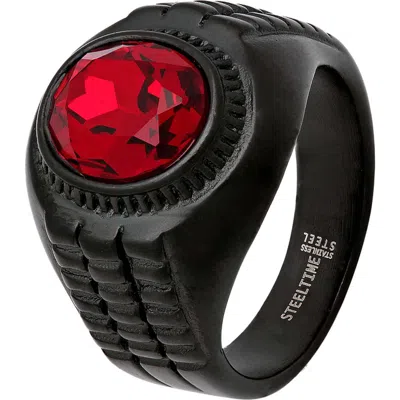 Steeltime Black Ion Plated Stainless Steel Ring