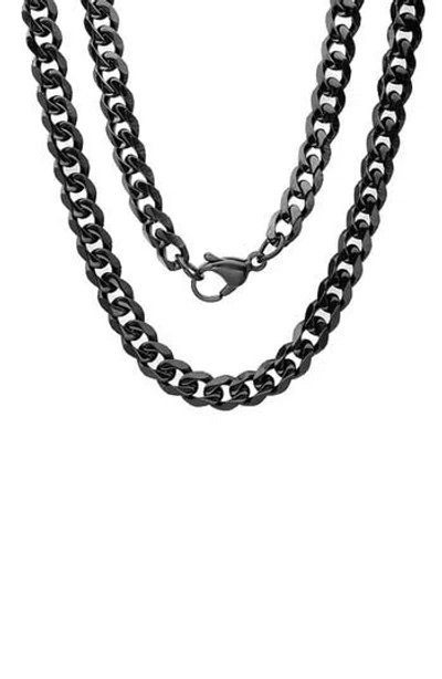 Steeltime Black Ion-plated Curb Chain Necklace