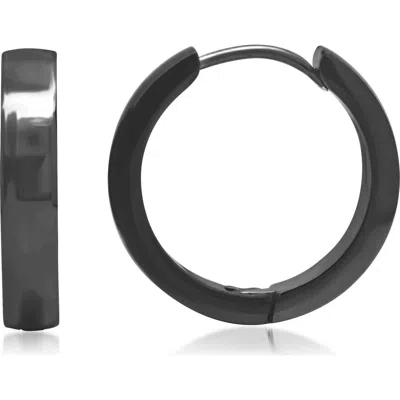 Steeltime Black Ion-plated Huggie Hoop Earrings