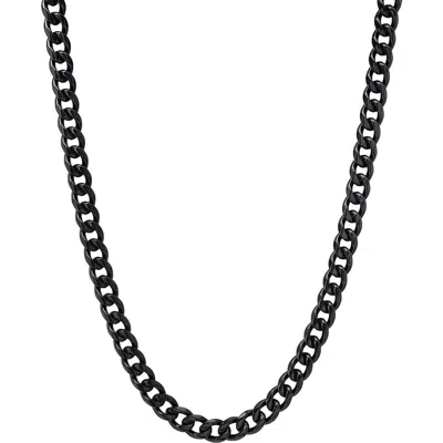 Steeltime Black Ion-plated Stainless Steel Chain Necklace