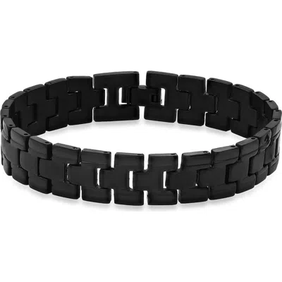 Steeltime Black Ion-plated Stainless Steel Link Bracelet