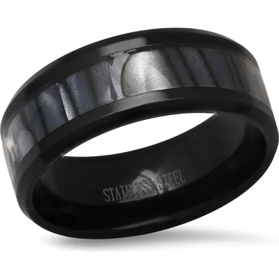 Steeltime Black Stainless Steel Band Ring