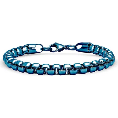 Steeltime Blue Ion Plated Stainless Steel Box Chain Bracelet
