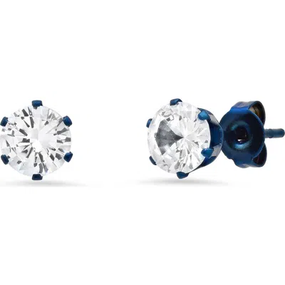 Steeltime Blue Stainless Steel Stud Earrings