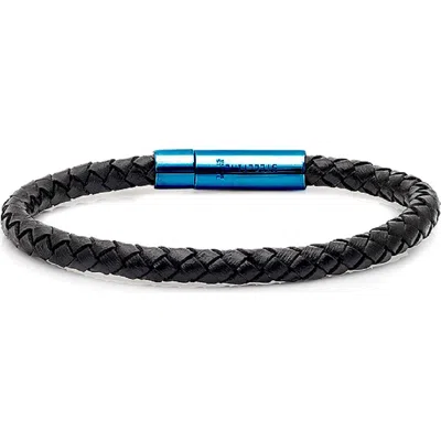 Steeltime Braided Leather Bracelet In Black
