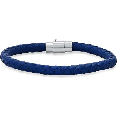 Steeltime Braided Leather Bracelet In Blue