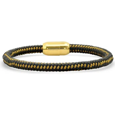 Steeltime Braided Leather Bracelet In Brown