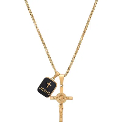 Steeltime Cross Pendant Necklace In Multi