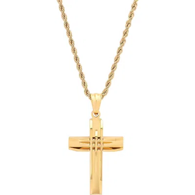 Steeltime Cross Pendant Necklace In Gold