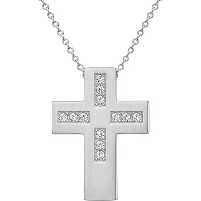Steeltime Cross Pendant Necklace In Silver