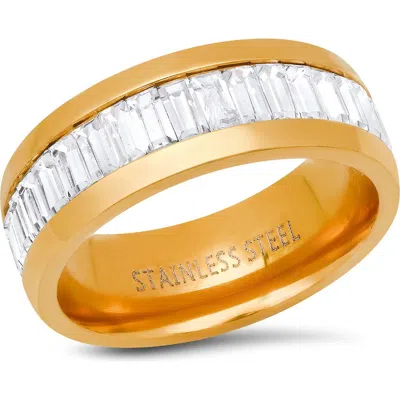 Steeltime Crystal Band Ring In Pink