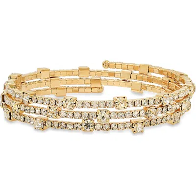 Steeltime Crystal Wrap Bracelet In Gold