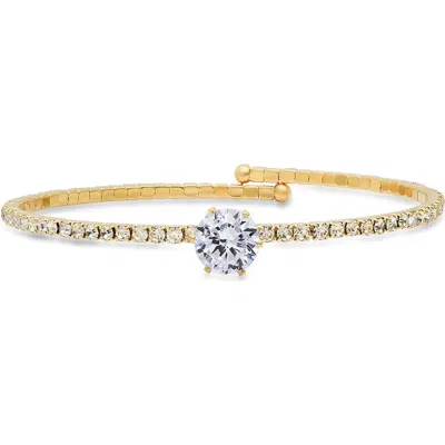 Steeltime Cubic Zirconia Bypass Cuff Bracelet In Gold