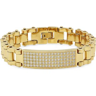 Steeltime Cubic Zirconia Id Chain Bracelet In Yellow