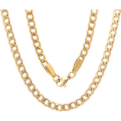 Steeltime Curb Chain Necklace In Gold