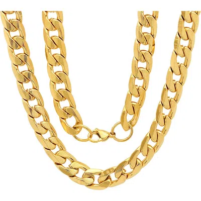 Steeltime Curb Link Chain Necklace Set In Gold