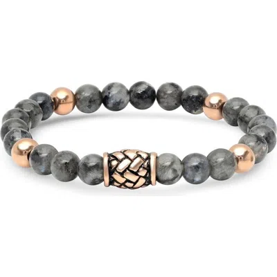 Steeltime Diluted Hematite Beaded Bracelet In Black