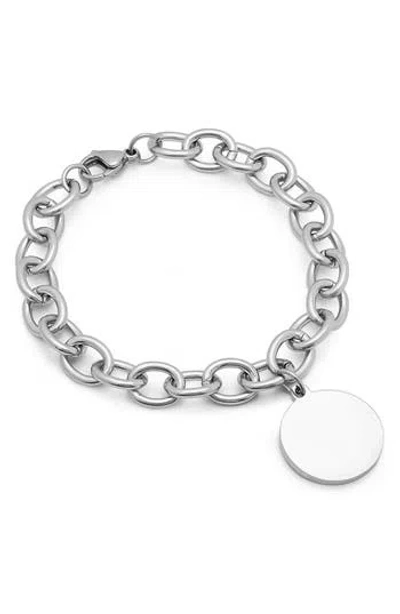 Steeltime Disc Pendant Link Bracelet In Metallic