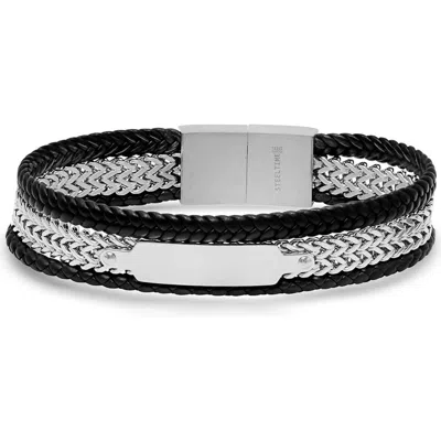 Steeltime Double Layer Id Bracelet In Black