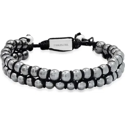 Steeltime Double Layered Hematite Bracelet In Gold