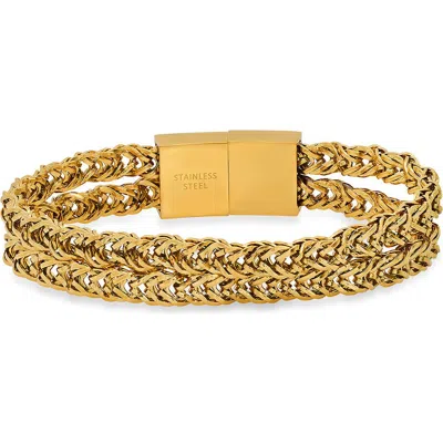 Steeltime Double Row Wheat Chain Bracelet In Gold