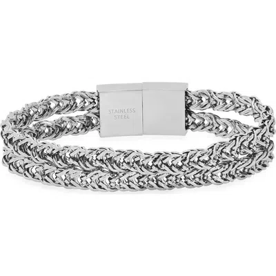 Steeltime Double Row Wheat Chain Bracelet In Silver