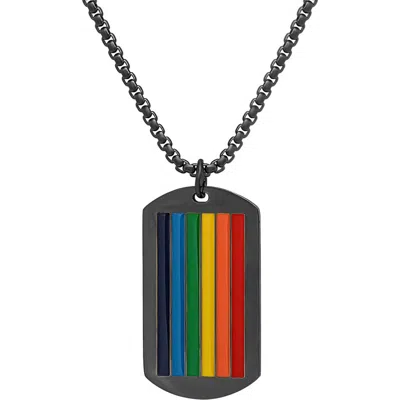 Steeltime Enamel Dog Tag Pendant Necklace In Multi