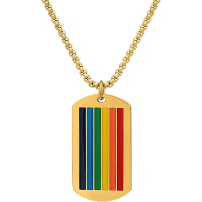 Steeltime Enamel Dog Tag Pendant Necklace In Multi