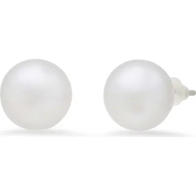 Steeltime Faux Pearl Stud Earrings In White
