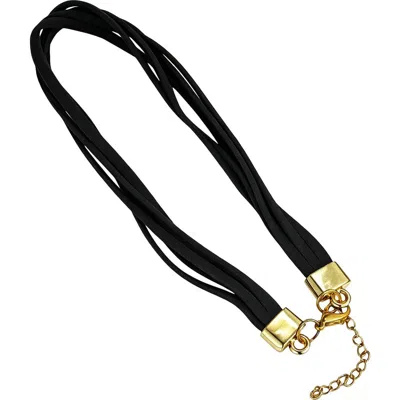 Steeltime Five Strand Velvet Choker In Black
