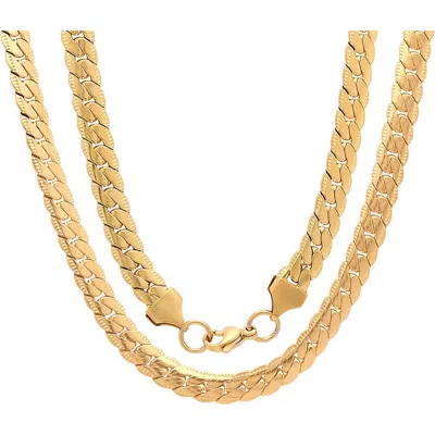 Steeltime Flat Curb Chain Necklace In Gold