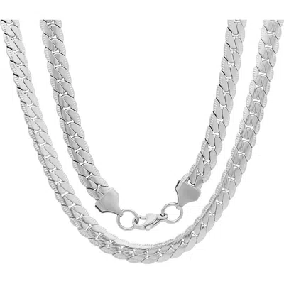 Steeltime Flat Curb Chain Necklace In Metallic