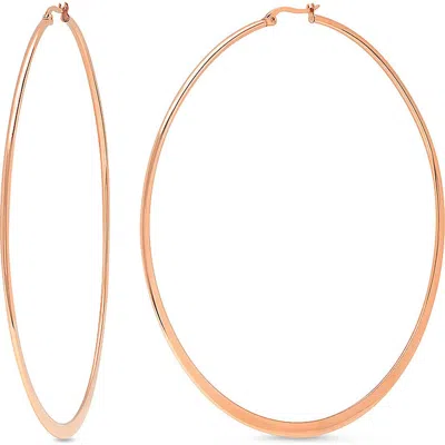 Steeltime Flat Hoop Earrings In Rose Gold