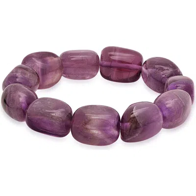 Steeltime Genuine Amethyst Stretch Bracelet In Purple