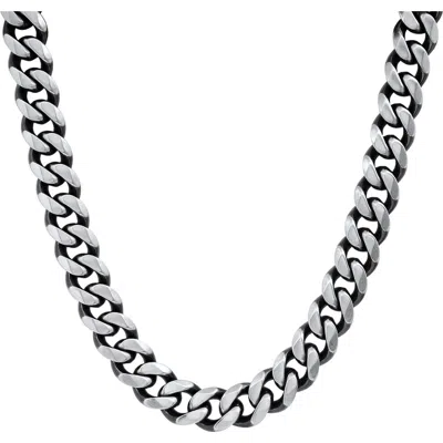 Steeltime Gunmetal Stainless Steel Curb Chain Necklace In Gray