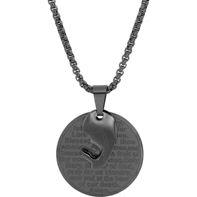 Steeltime Hail Mary Medallion Pendant Necklace In Gray