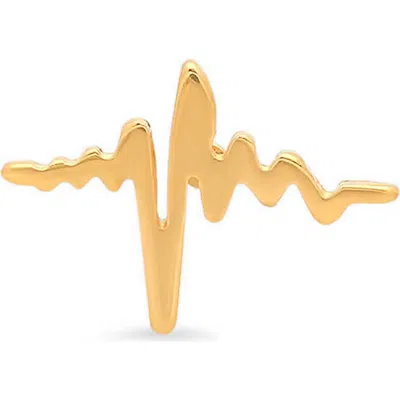 Steeltime Heartbeat Stud Earrings In Gold