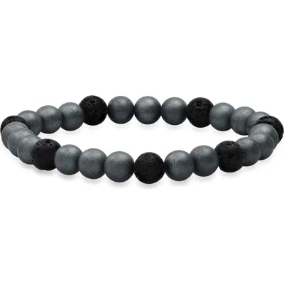 Steeltime Hematite & Lava Bead Bracelet In Black