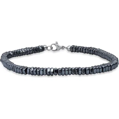 Steeltime Hematite Bead Bracelet In Black