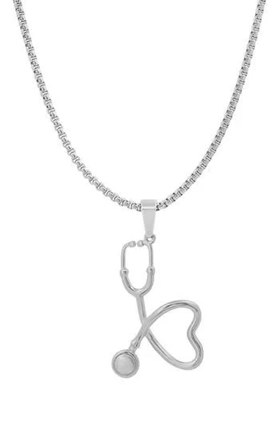 Steeltime Hmy Jewelry 18k Gold Plated Stainless Steel Stethoscope Heart Pendant Necklace In Metallic