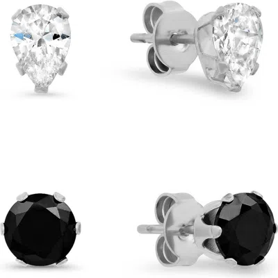 Steeltime Hmy Jewelry 18k Gold Plated Stainless Steel Stud Earrings In Multi