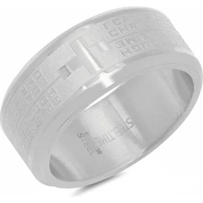 Steeltime I Can Do All Stainless Steel Ring In Metallic