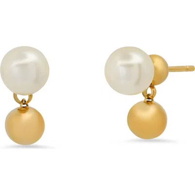 Steeltime Imitation Pearl Ear Jackets In Gold