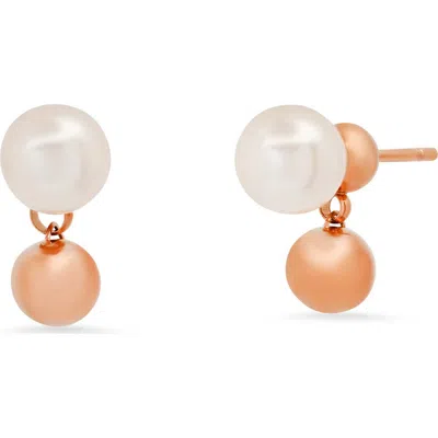 Steeltime Imitation Pearl Ear Jackets In Gold